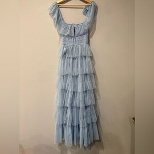 Elegant Light Blue Tiered Maxi Dress